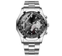 JOATVEE Men's Watches Stainless Steel Waterproof Date Big Face Gold Silver Black Blue Business Dress Sport Luxury Casual Analog Quartz Wrist Watches, Black Silver