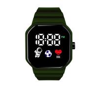 JOATVEE Spaceman Square LED Women's Silicone Watch Digital Sports Student Electronic Button, army green