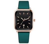 JOATVEE Square Watches Women Analog Quartz Watch Date Silicone Band Watch Casual Rectangle Dial Watch Rose Gold, green, Strap