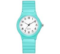 JOATVEE Student Watches for Men Women Watches Extremely Easy to Read Analog Quartz Watch with Arabic Numerals and Soft PU Strap, Green Mint