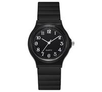 JOATVEE Student Watches for Men Women Watches Extremely Easy to Read Analog Quartz Watch with Arabic Numerals and Soft PU Strap, Black