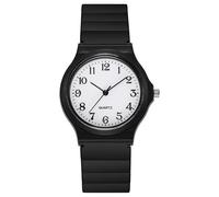 JOATVEE Student Watches for Men Women Watches Extremely Easy to Read Analog Quartz Watch with Arabic Numerals and Soft PU Strap, White