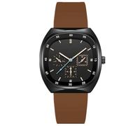 JOATVEE Watches Men Women Fashion Chronograph Scale Diamond Analog Quartz Wrist Watch Waterproof Silicone Band, Brown (Black Shell)