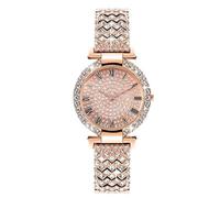 JOATVEE Watches Women's Analogue Quartz Watch Elegant Luxury Glitter Rhinestone Roman Numerals Dial Casual Watch Gifts for Women Girls Watch with Metal Strap, Rose Gold, Bracelet