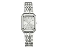 JOATVEE Women's Stainless Steel Watch Analogue Quartz Watch Rectangular Women's Watch Retro Classic Watch Dress Gifts for Women, Silver / white, Bracelet