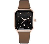 JOATVEE Women's Watches Analogue Quartz Date Watch Silicone Strap Casual Watch with Rectangular Dial Rose Gold, coffee, Strap.