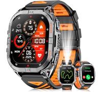 Joautrial Military Smart Watch for Men Built-in GPS with LED Flashlight Compass, 2.13" AMOLED Tactical Smart Watches with Answer/Make Calls, 3ATM Waterproof Fitness Tracker for iPhone Android (Black)