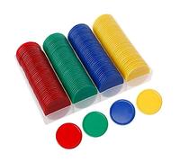 Joayuezo 160 pieces Colored Counter Bingo Chips Plastic Poker Chips 1.5 Inch Small Learning Counters Blank Chips Card for Kids Math Counting Education