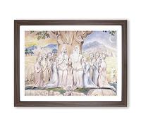 Job And His Family By William Blake Classic Painting Framed Wall Art Print, Ready to Hang Picture for Living Room Bedroom Home Office Décor, Walnut A4 (34 x 25 cm)