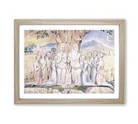 Job And His Family By William Blake Classic Painting Framed Wall Art Print, Ready to Hang Picture for Living Room Bedroom Home Office Décor, Oak A4 (34 x 25 cm)