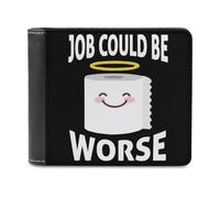 Job Could Be Worse Printed Bifold Wallet with Hidden Compartments Pocket Money and Credit Card Holder for Men Women