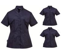 Job Lot x 3 Womens Portwest Plain Navy Nursing Carers Tunic Work Top Size M