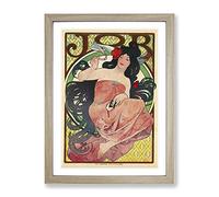 Job Vol.1 By Alphonse Mucha Classic Painting Framed Wall Art Print, Ready to Hang Picture for Living Room Bedroom Home Office Décor, Oak A4 (34 x 25 cm)
