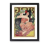 Job Vol.1 By Alphonse Mucha Classic Painting Framed Wall Art Print, Ready to Hang Picture for Living Room Bedroom Home Office Décor, Black A4 (34 x 25 cm)