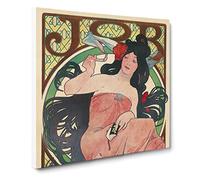 Job Vol.1 by Alphonse Mucha Vintage Canvas Wall Art Print Ready to Hang, Framed Picture for Living Room Bedroom Home Office Décor, 14x14 Inch (35x35 cm)