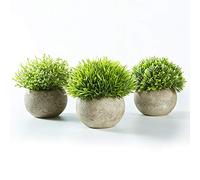 Jobary Set of 3 Artificial Plants in Grey Pots, Small Decorative Faux Plastic Artificial Plants Indoors， Lifelike Fake Plant for Home Office Bathroom Kitchen and Outdoor Decor