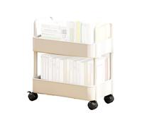 Joberio 2 Tier Rolling Utility Cart, Space Saving Storage Trolley, Movable Mobile Shelving Unit, White, Polypropylene (PP) Material, Indoor Use