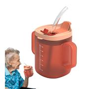 Joberio Elderly Water Cup, 300ml Drinking Cup with Handles, Lid & Straw, Adult Sippy Cup, Convalescent Feeding Cup Drinking Cup, Maternity Drink Water Porridge Soup, Hospital Cup for Disabled Patient