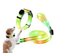 Joberio Light up Dog Leashes,Lighted Dog Ropes Light up Leashes | Glowing in The Dark Dog Leashes and Collars Set, 3 Lighting Modes for Pet Safety