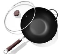 Jobin 32cm Wok Non Stick with Lid, Large Wok with 2 Handles & Pouring Spout