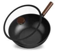 Jobin Wok Non Stick with Lid, 28cm Aluminium Wok Frying Pan, Large Capacity for Cook Asian Dishes for 3-5 People, Ideal for Induction, Gas, All Hobs