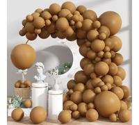 Jobkoo 113 Pack Brown Balloons，18/12/10/5 Inch Retro Brown Arch Kit，Matte Coffee Chocolate Caramel Helium Latex Balloons Different Sizes Teddy Bear Birthday Boho Baby Shower Party Decor(103pcs)