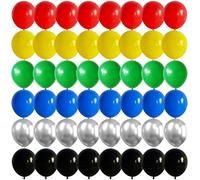 Jobkoo 60 Pack Red Yellow Green Blue Black Balloons with Metallic Silver Helium Balloon, Lightning Super Rainbow Hero Colorful Latex Balloons Set for Kids Birthday Carnival Super Themed Decorations