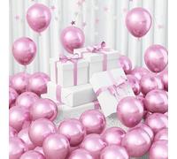 Jobkoo 60Pcs Metallic Pink Balloons 5Inch Shiny Chrome Light Pink Balloon Light Purple Metallic Party Balloons Small Pink Chrome Helium Balloon for Birthday Baby Bridal Shower Wedding Party Decoration