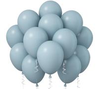 Jobkoo Blue Balloons, 12 Inch 30 Pcs Pale Aqua Blue Balloon Muted Retro Powder Light Blue Helium Balloons for Birthday Boho Baby Shower Bachelorette Party Decorations