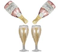 Jobkoo Champagne Bottle Balloons Large Goblet Wine Glass Mylar Foil Helium Balloon, 36Inch Wine Alcohol Aluminum Balloons for Birthday Engagement Graduation Bachelorette Party Decorations