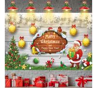 Jobkoo Christmas Decorations Large Hanging Outdoor Banner With Snowman Santa Claus Xmas Tree Backdrop - Merry Christmas Party Decorations and New Year Party Supplies