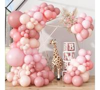Jobkoo Dusty Pink Balloon Garland Double Stuffed Blush Retro Pink Balloons Beige Creme Pink Boho Latex Balloon Arch Kit for Girl Boho Wedding Baby Bridal Shower Birthday Party Decorations