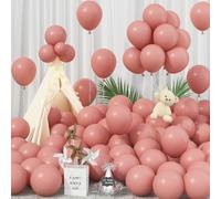 Jobkoo Dusty Pink Balloons 12 Inch, 100 Pack Vintage Pink Balloon Boho Dusty Rose Latex Balloons Matte Mauve Retro Blush Pink Helium Balloons for Birthday Wedding Baby Bridal Shower Party Decorations