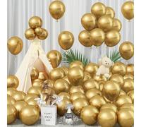 Jobkoo Gold Balloons 12 Inch 100 Pack, Metallic Gold Balloons Chrome Gold Metallic Balloon Shiny Matte Golden Latex Balloons for Birthday Graduation Anniversary Baby Shower Wedding Party Decorations
