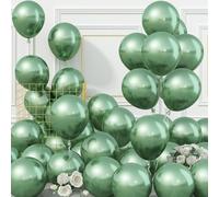 Jobkoo Green Metallic Balloons, 50Pcs 10Inch Chrome Dark Green Balloons Metallic Retro Sage Olive Green Party Balloons Hunter Green Chrome Helium Balloon for Jungle Birthday Graduation Wedding Decor