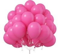 Jobkoo Hot Pink Balloons 12 Inch, 50Pcs Fuschia Pink Balloon Magenta Latex Balloons Matte Neon Dark Rose Pink Helium Balloons for Princess Birthday Wedding Baby Shower Valentine's Day Party Decoration