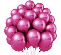 Jobkoo Hot Pink Metallic Balloons, 50Pcs 10Inch Chrome Pink Balloons Metallic Dark Pink Party Balloons Shiny Magenta Pink Chrome Helium Balloon for Birthday Valentine's Day Wedding Party Decorations