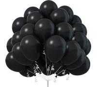Jobkoo Matte Black Latex Balloons - 50pcs, 12 Inch, for Arch, Birthday, Wedding, Baby Shower, Halloween, New Year, Graduation Parties