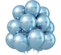 Jobkoo Metallic Blue Balloons, 12Inch Chrome Light Blue Balloons 30Pcs Pastel Baby Blue Metallic Party Balloons Sky Blue Chrome Helium Latex Balloon for Birthday Baby Shower Wedding Party Decorations