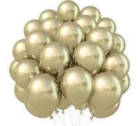 Jobkoo Metallic Gold Balloons, 50Pcs 10Inch Light Gold Chrome Balloons Champagne Gold Party Balloons Golden Helium Latex Balloon for Birthday Valentines Day Anniversary Boho Wedding Party Decorations