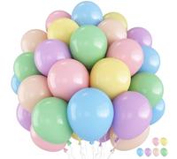 Jobkoo Pastel Balloons, 60 PCS 12 Inch Macaron Pastel Latex Balloon Multicolor Party Balloons Rainbow Assorted Color Helium Balloon for Girls Birthday Wedding Anniversary Baby Shower Party Decorations