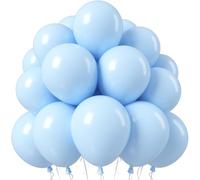 Jobkoo Pastel Blue Balloons 12 Inch, 50Pcs Light Baby Blue Latex Balloons | Matte Macaron Powder Blue Helium Balloons for Gender Reveal Baby Bridal Shower Birthday Wedding Party Decorations