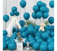 Jobkoo Peacock Blue Balloons 12 Inch, 100 Pack Turquoise Balloon Teal Latex Balloon Matte Dark Teal Aqua Blue Helium Balloons for Birthday Baby Shower Wedding Whale Theme Party Decorations