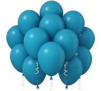 Jobkoo Peacock Blue Balloons, 12 Inch 30 Pcs Turquoise Teal Latex Balloon Matte Dark Teal Aqua Blue Helium Balloons for Birthday Baby Shower Wedding Whale Theme Party Decorations