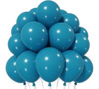Jobkoo Peacock Blue Balloons 12 Inch, 50 Pcs Turquoise Blue Balloon Teal Blue Latex Balloons Matte Dark Teal Aqua Blue Helium Balloon for Birthday Baby Shower Wedding Whale Theme Party Decorations
