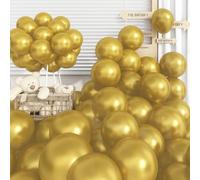 Jobkoo Pearl Gold Balloons 12 Inch, 60 Pcs Gold Pearl Balloons for Garland, Shiny Golden Latex Helium Balloons for Birthday Graduation Anniversary Baby Shower Kids Men Women Wedding Party Decorations