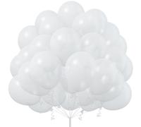 Jobkoo Pearl White Balloons 12 Inch, 50Pcs Bright Royal Clear Latex Balloons for Arch Helium Birthday Wedding Baby Shower Anniversary Party Decorations