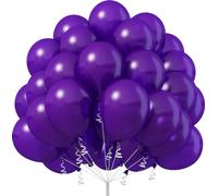 Jobkoo Purple Balloons 12 Inch, 50Pcs Dark Matte Royal Latex for Arch, Deep Party Helium for Wednesday Birthday Halloween Graduation Decorations