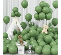 Jobkoo Sage Balloons 12 Inch, 100 Pack Eucalyptus Olive Vintage Matte Dusty Dark Avocado Helium Latex Balloons for Birthday Boho Baby Shower Wedding Party Decorations