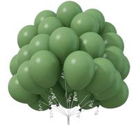 Jobkoo Sage Green Balloons 12 Inch, 50 Pcs Eucalyptus Olive Vintage Matte Dusty Dark Avocado Helium Latex for Birthday Boho Baby Shower Wedding Party Decorations